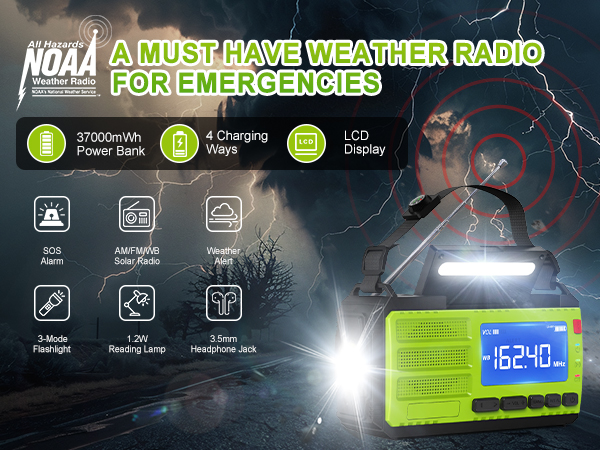 emergency radio hand crank solar weather radio