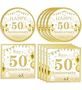 40 PCS Golden Birthday Party Decorations 50th Theme Birthday Party Decorations Tableware set Incl...