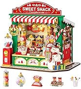 Rolife DIY Miniature House Kit Christmas Candy Stand Xmas Holiday Village Dollhouse, 170PCS Mini ...