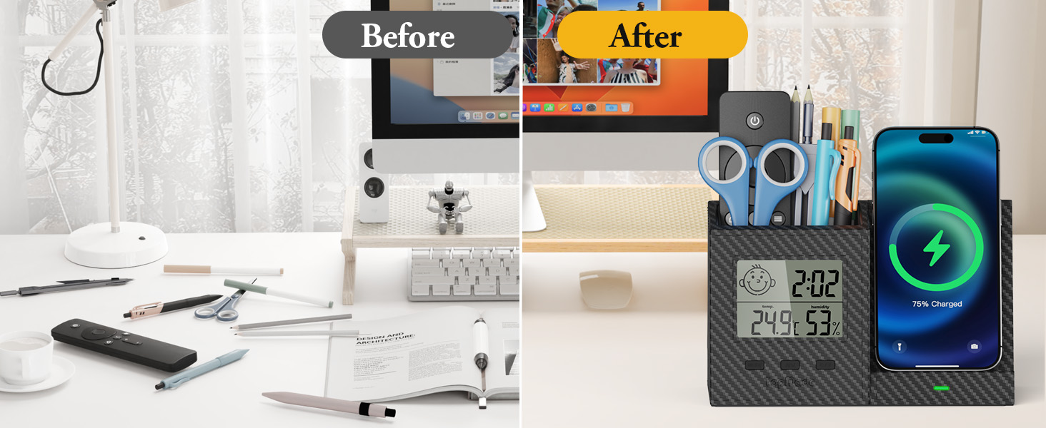 Desktop organizer wireless charger