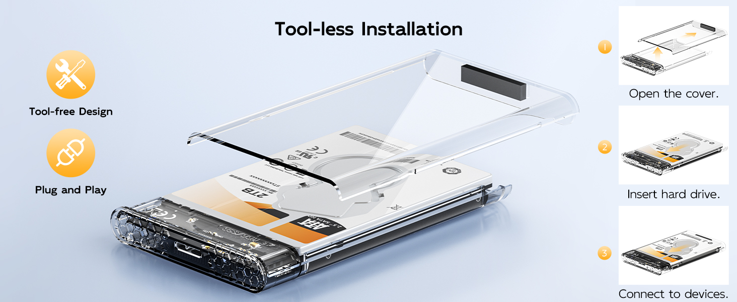 Tool-free hard drive enclosure