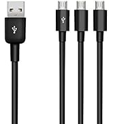 Duttek USB to Micro USB Splitter Cable, 3 in 1 USB 2.0 A Male to Three Micro USB Male 1 to 3 Sync...
