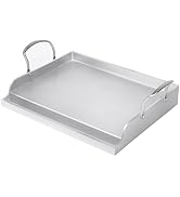 Utheer 17" x 13" Ceramic Nonstick Stainless Steel Griddle for Gas Grill, Charcoal, Oven, Stove To...