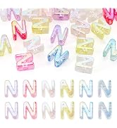 FASHEWELRY 20Pcs Large Letter Beads Big Bubble Alphabet Beads Iridescent 20mm Chunky Single Lette...