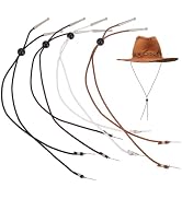 BENECREAT 4Pcs 15.94~16.1 Inch Leather Hat Chin Strap with Beads and Rings, Cowboy Hat Strap Wind...