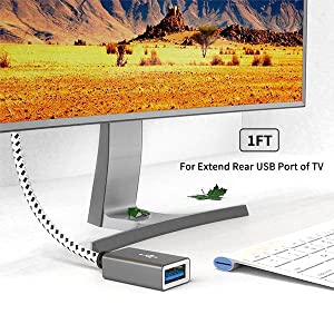 1FT USB 3.0 Extension Cable, CableCreation Right Angle USB 3.0 Male to Female Extender Cord