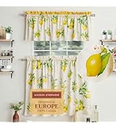 Maison d' Hermine Kitchen Curtains Sets for Windows 100% Cotton Set of Kitchen Curtains Valances ...