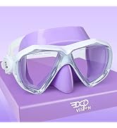 Kids Snorkel Diving Mask 180° Anti-Fog Child Swim Mask, Tempered Glass Swim Goggles with Nose Cov...
