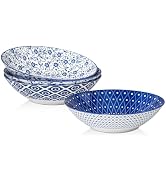 Cerkik Ceramic Pasta Bowls Set - Large 40 Oz Porcelain Salad &amp; Serving Bowls - 9.3 Inch Wide Bowl...