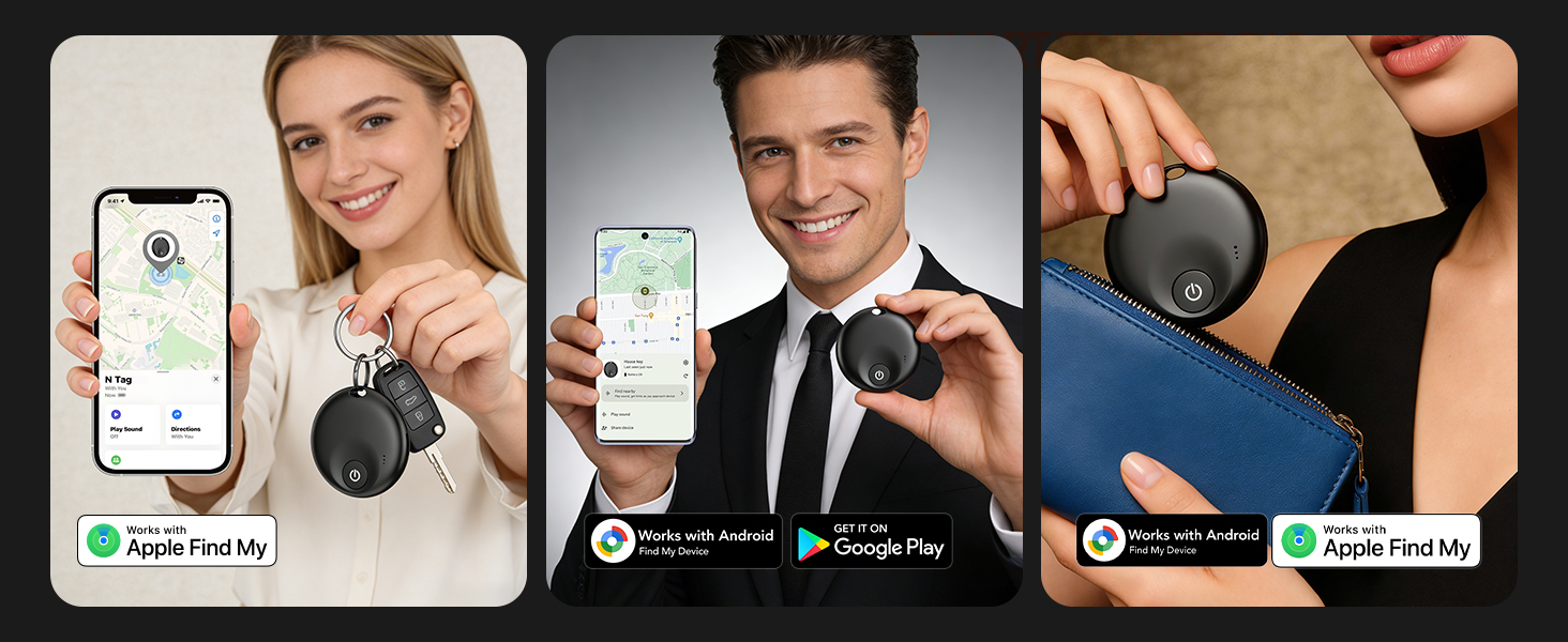 Air Tracker Tags-4 Pack: Bluetooth Tracker Tag, Item Finder Works with Apple Find My AppTrakcer Tag