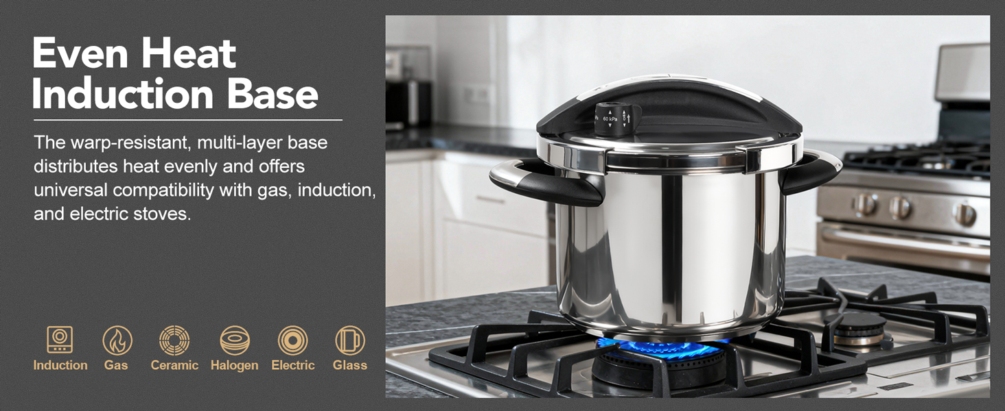 pressure cooker stainless steel pressure cooker with steamer and glass lid for multi-use