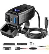 HAOQUOOU Motorcycle Phone Charger,Dual USB Type C PD & Quick Charge 3.0 Motorcycle USB Charger wi...