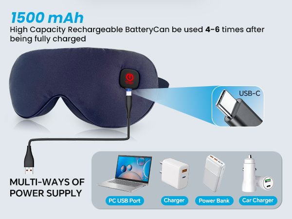 Hassle-free charging cordless heated eye mask