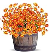 8 Bundles Artificial Daisy Flowers for Outdoors Fall Summer Decor, UV Resistant Faux Fall Flowers...