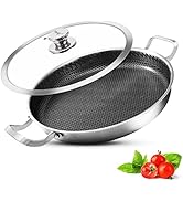 Vinchef Nonstick Skillet with Lid 13 Inch Stainless Steel Pan, PFOA Free, Dishwasher and Oven Saf...