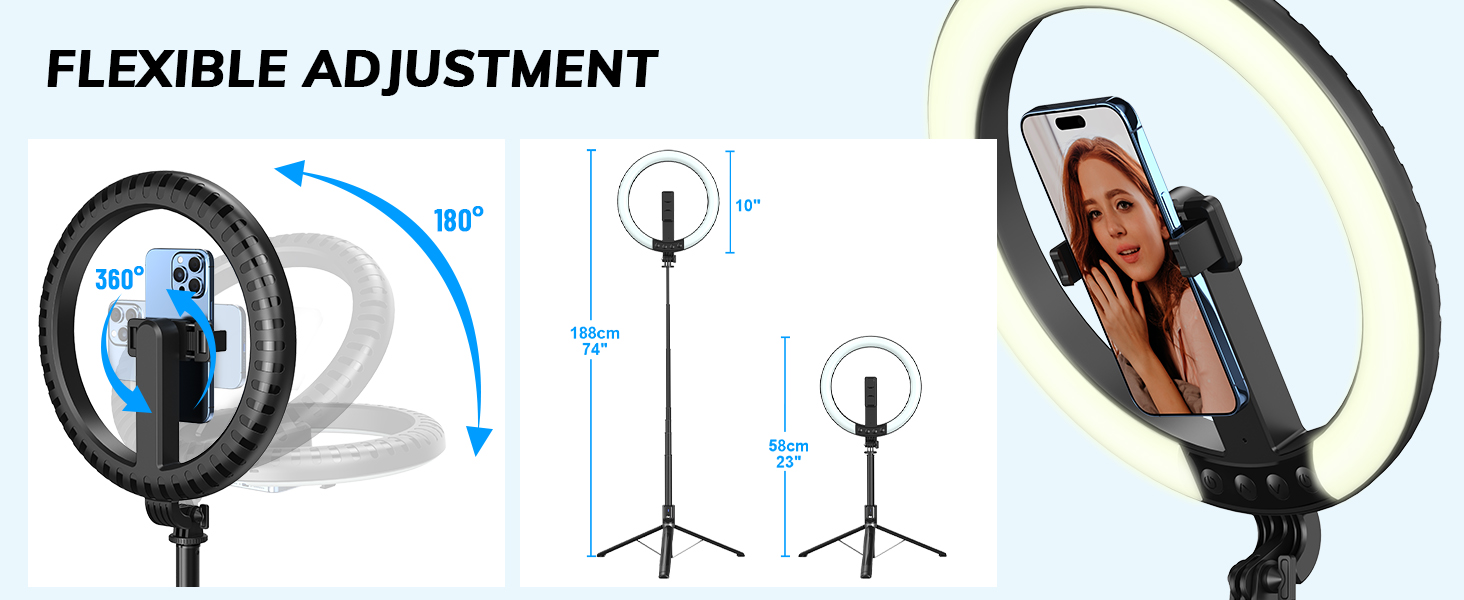 vlogging kit tripod for iphone, ring light with phone holder for video recording