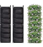 LITLANDSTAR Hanging Planter Bags, 2 Pack 7 Pocket Hanging Vertical Wall Planter Planting Grow Bag...