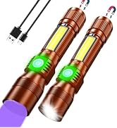 Black Light UV Flashlight Rechargeable, 3in1 Super Bright Tactical Flashlights LED UV Black Light...