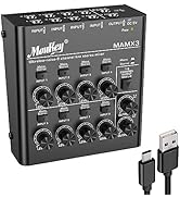 Moukey Audio Mixer, DC 5V, 8 Stereo Ultra, Low Noise 8 Channel Line Mixer for Sub-Mixing, for Sma...