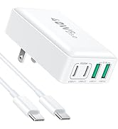 USB C Wall Charger, Excgood 40W Fast Charging Block 4Port Flat USB Plug Dual PD&amp;QC Multiport Fold...