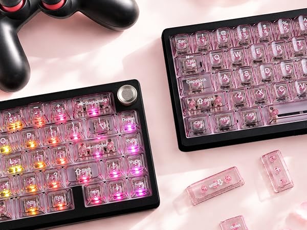 Lavender Clear Keyboard Keycaps,Jelly Key caps tranlucent Set