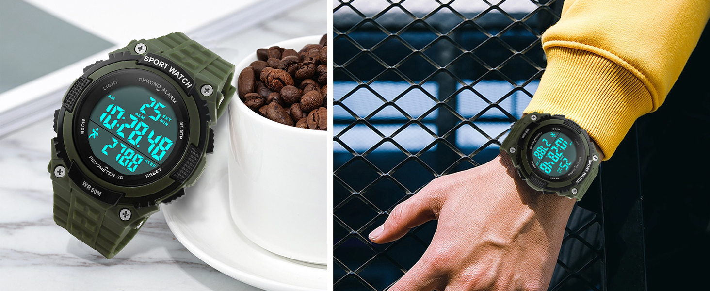 Unisex Pedometer Watches Military Multifunctional