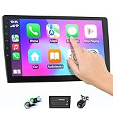 Haudio 9" Wireless Double Din Car Stereo with Bluetooth, Wireless CarPlay Radio and Android Auto,...