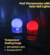 Pool Thermometer Floating Easy Read,Solar Powered Pool Water Temperature Thermometer, Pro Pond Th...