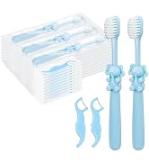 SLequipo Disposable Kids Toothbrush Set Individually Wrapped Kids Toothbrushes Floss Elephant Sha...