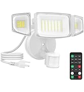 iMaihom 65W 6500LM Motion Sensor Outdoor Light, Plug In LED Security Lights 3 Heads Motion Detect...