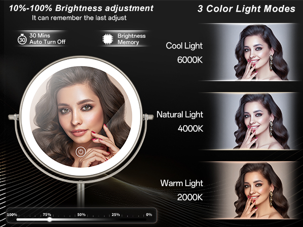 3 color light modes mirror