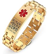 Theluckytag Upgraded Medical Bracelets Men Women with QR Code Medical Alert ID Bracelets - Titani...