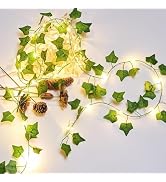 Lakumu Rechargeable Fairy Lights with Vines, 33FT 100 LED Pothos String Lights Battery Operated w...