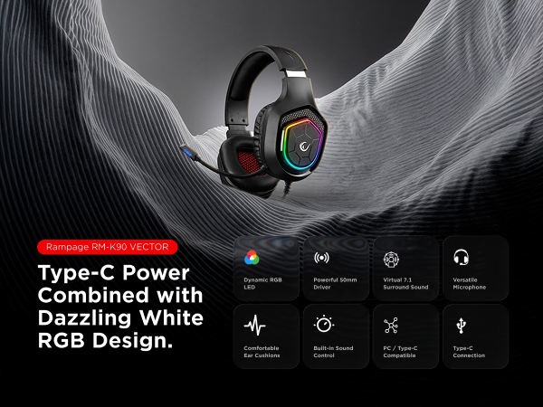 Rampage RM-K90 wired gaming headset