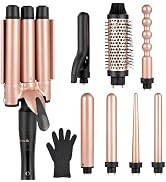 Ideal Swan 8 in 1 Curling Iron Set with Interchangeable Ceramic Curling Wand, Thermal Brush &amp; Fla...