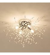 Yasince Modern Crystal Firework Ceiling Lights, 4-Light Sputnik Close to Ceiling Light Fixture, D...