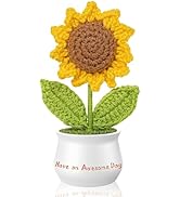 Kaptron Positive Crochet Sunflower with Adhesive Base, Handmade Inspirational Emotional Support G...