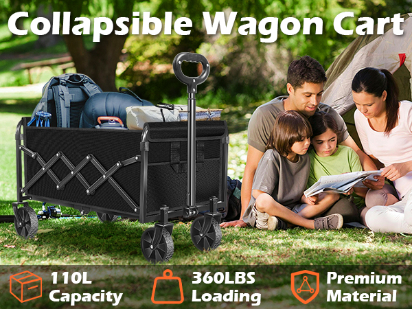 Collapsible Wagons Carts Foldable Wagon, Foldable Wagon Cart with Wheels, Folding Wago