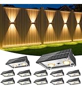 NIORSUN Solar Fence Lights Outdoor, 12 Pack Up and Down Waterproof Solar Wall Lights, Fence Light...