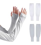 Homelove 2 Pairs Sun UV Protection Cooling Arm Sleeves with Thumb Hole,UPF50+ Sun Sleeves Long Ar...