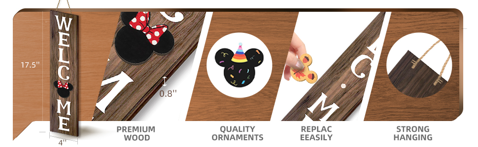 Mouse Seasonal Interchangeable Welcome Door Sign Welcome to Our Home Hanging Signs