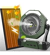 Ausic 10W Misting Solar Fan, 250ml Portable Outdoor Fans with Solar Panel, 8 Inch Battery Operate...