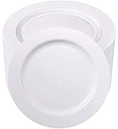 bUCLA 100PCS White Plastic Plates-10.25inch Disposable Dinner Plates-Premium Party&amp;Wedding Plates
