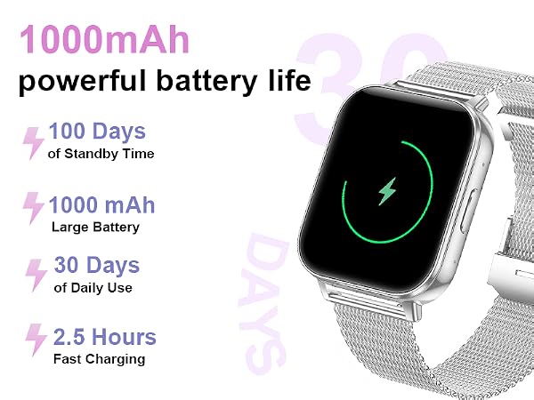 The battery has a capacity of 1000mAh and can be used for 30 days