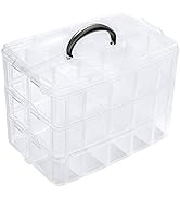 ZLY 3-Tier Demountable Plastic Jewelry Box Organizer Storage Container with Adjustable Dividers 3...
