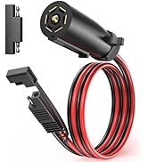 7 Way Trailer Plug to 2 Pin SAE Power Supply,7 Pin Round RV Trailer Plug to 10 AWG 2FT SAE Cable ...