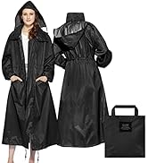 Womens Long Raincoats Rain Jacket Waterproof Packable Outdoor Hooded Windbreaker Lightweight Adju...
