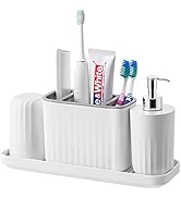 VITVITI Plastic Toothbrush Holder, Bathroom Organizer Countertop, Bathroom Counter Asseccories St...