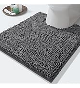 Yimobra Luxury Shaggy Toilet Bath Mat U-Shaped Contour Rugs for Bathroom, 24.4 X 20.4 Inches, Sof...