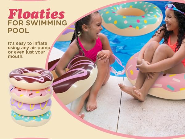 Children's Swim Rings4 Pack Donut Pool Floats for Kids &amp; Adults